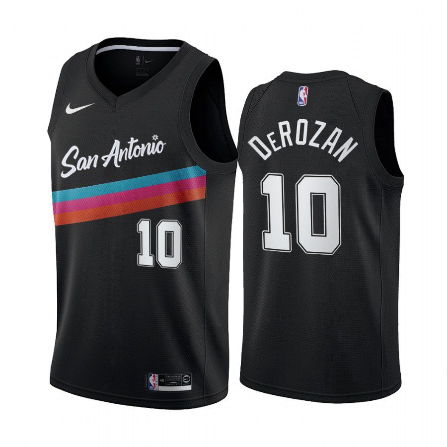 Men San Antonio Spurs 10 demar derozan black city edition fiesta colors 2020 nba jersey